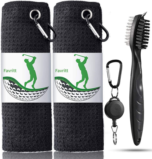 3 Pack Golf Towel Golf Club Cleaner Set, Microfiber Fabric Waffle Pattern Towels, Heavy Duty Carabiner Clip (3Pcs)